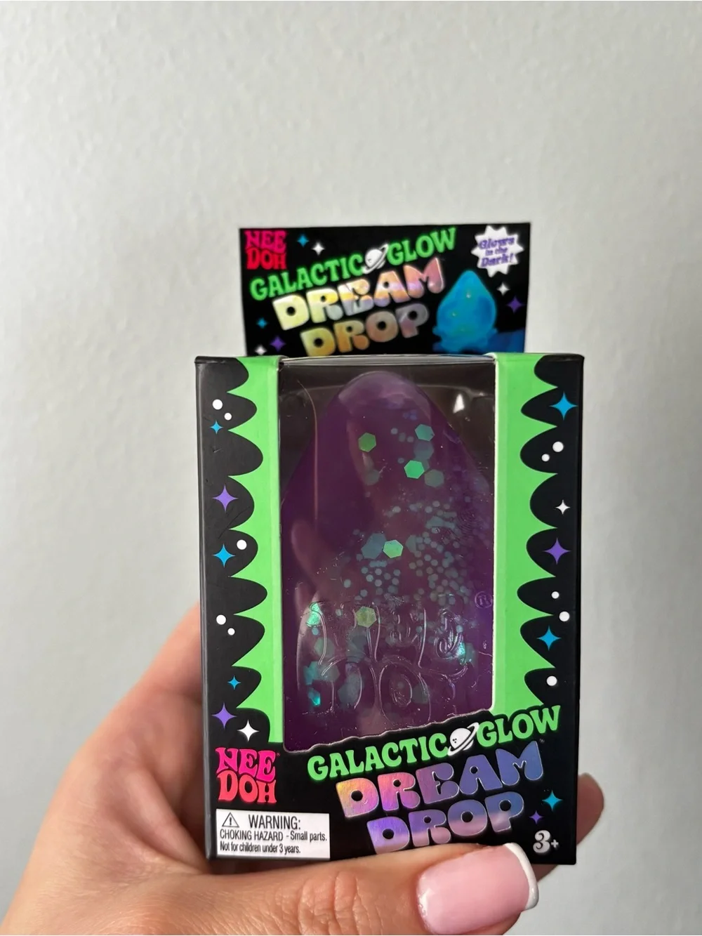 NeeDoh Dream Drop Squishy Fidget Toy-Galactic Glow in Nebula Haze Purple